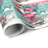 Skateboardende kerstman cadeaupapier (Rol Hoek)