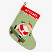 Skateboardende Kerstman Skateboarder Grote Kerstsok (Voorkant (Hangend))