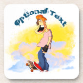 Skateboardende man bier onderzetter (Voorkant)