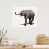 Skateboardende olifant poster (Keuken)