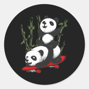 Skateboardende Panda Beer Wilde Grappige Panda Ska Ronde Sticker