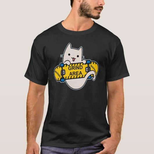 Skateboarder Cat Skateboarding on Skateboard Grind T-shirt (Voorkant)
