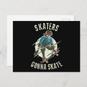 Skateboarder die Schaats krijgt op Skeleton Skateb Briefkaart (Voorkant / Achterkant)