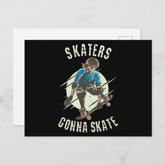 Skateboarder die Schaats krijgt op Skeleton Skateb Briefkaart (Voorkant / Achterkant)