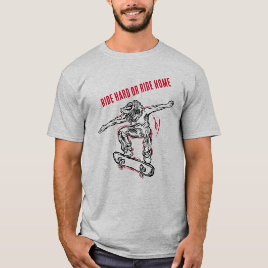 Skateboarder Doing Mid Air Skateboarden T-shirt (Voorkant)