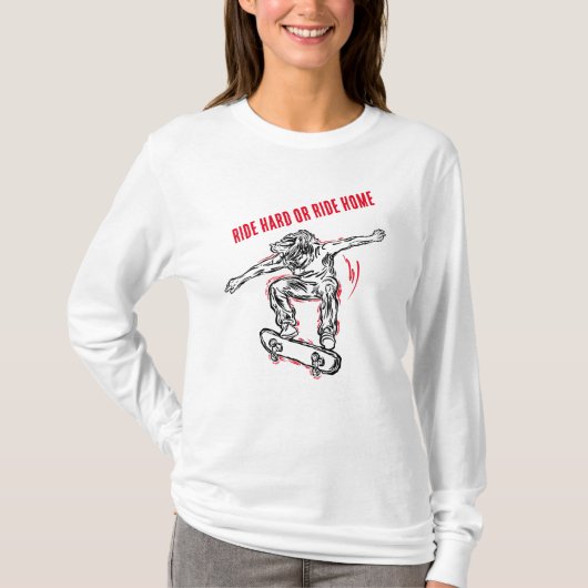 Skateboarder Doing Mid Air Skateboarden T-shirt (Voorkant)