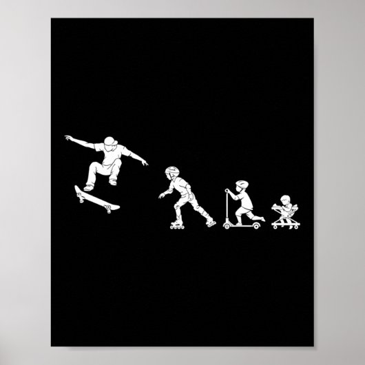 Skateboarder Evolutie Cadeau Poster (Voorkant)