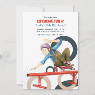 Skateboarder Extreme Fun Invitation Kaart