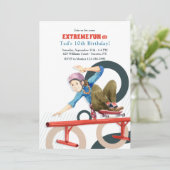 Skateboarder Extreme Plezier Uitnodiging (Staand voorkant)