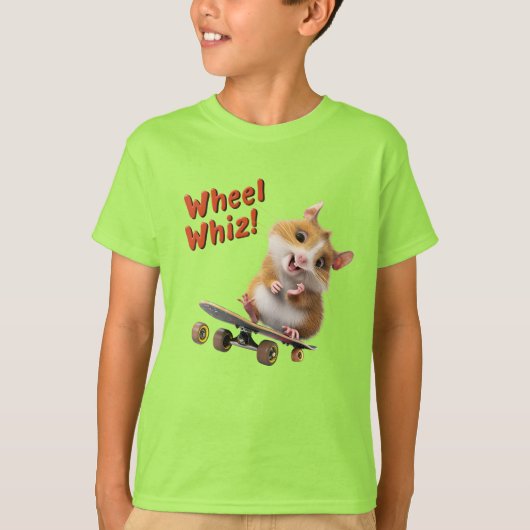 Skateboarder Hampster Wiel Whiz T-shirt (Voorkant)
