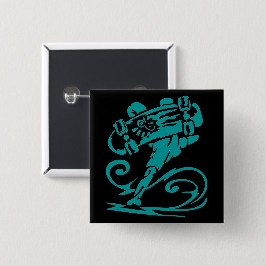 Skateboarder Handstandaard Vierkante Button 5,1 Cm (Voorkant /achterkant)