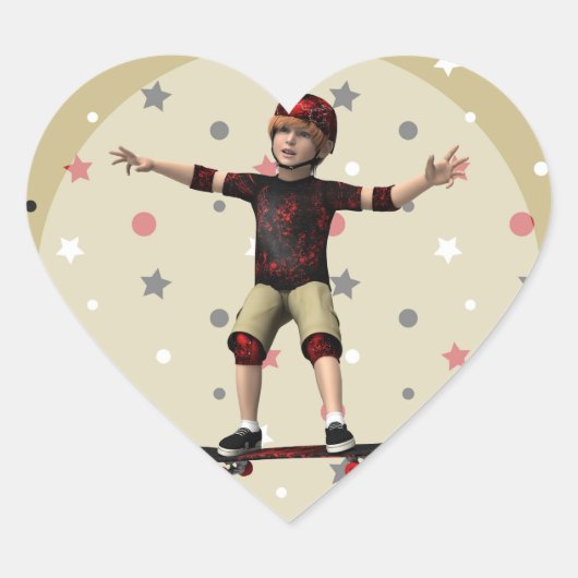 Skateboarder Hart Sticker (Voorkant)