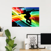 Skateboarder in Criss Cross Lightning Poster (Thuiskantoor)