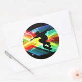 Skateboarder in Criss Cross Lightning Ronde Sticker (Envelop)