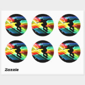 Skateboarder in Criss Cross Lightning Ronde Sticker (Vel)