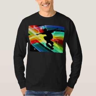 Skateboarder in Criss Cross Lightning T-shirt