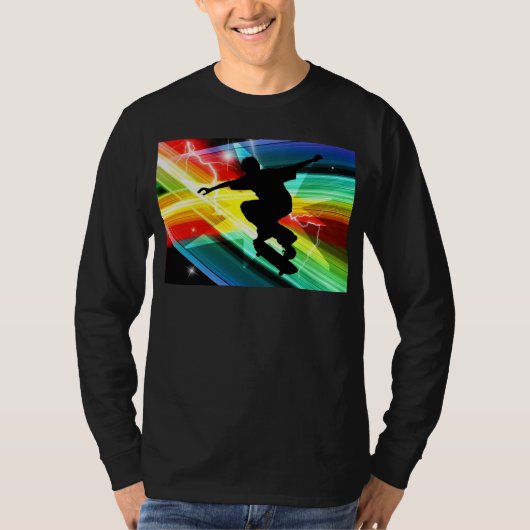 Skateboarder in Criss Cross Lightning T-shirt (Voorkant)