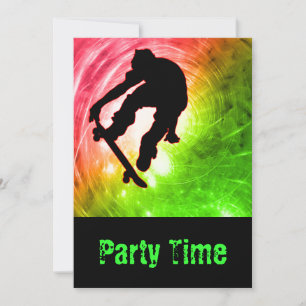 Skateboarder in een Psychedelic Cyclone Party Kaart