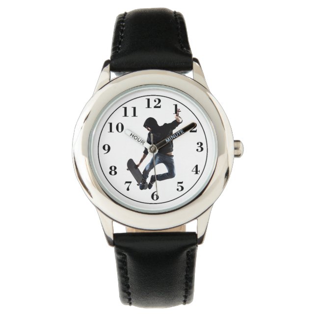 Skateboarder in Motion Kinder Watch Horloge (Voorkant)