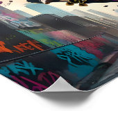 Skateboarder in vlucht – Dynamische truc in de luc Poster (Hoek)