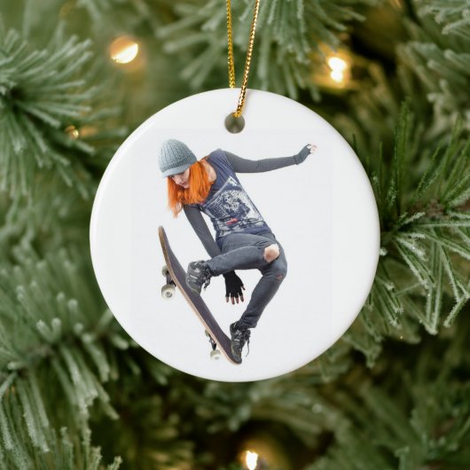Skateboarder Keramisch Ornament (Boom)
