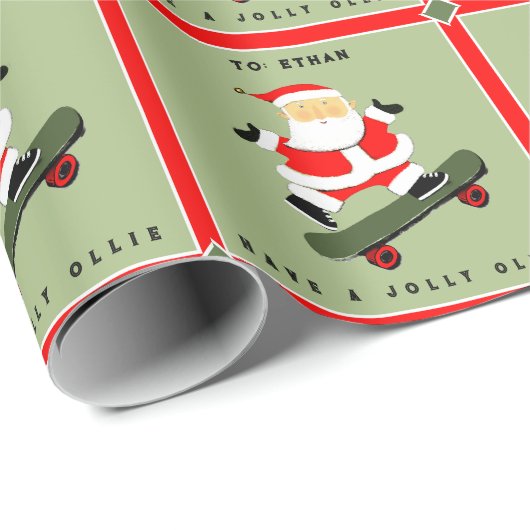 Skateboarder Kerstcadeau Cadeaupapier (Rol Hoek)