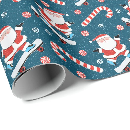 Skateboarder Kerstcadeau Inpakpapier (Rol Hoek)