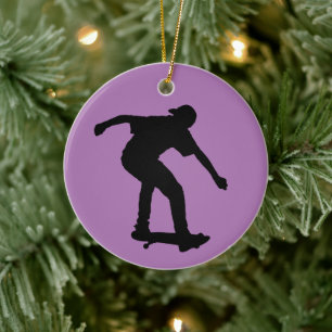 SKATEBOARDER KERSTVERSIERING KERAMISCH ORNAMENT