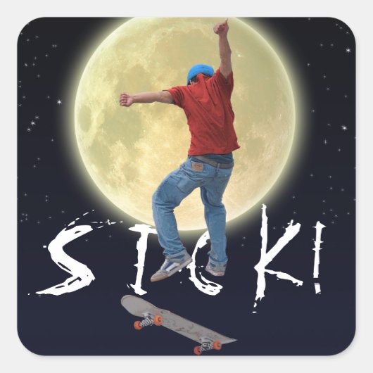 Skateboarder krijgt wat luchtactie Street Kulcha A Vierkante Sticker (Voorkant)