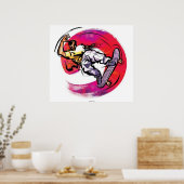 Skateboarder met Colorful Background Poster (Keuken)