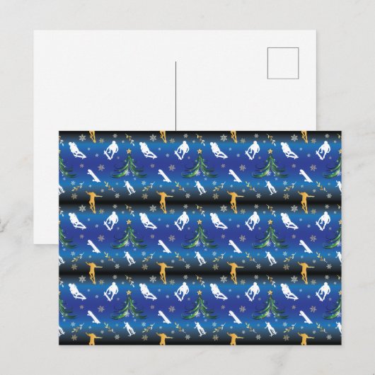 Skateboarder met kerstboomskateboarder briefkaart (Voorkant / Achterkant)