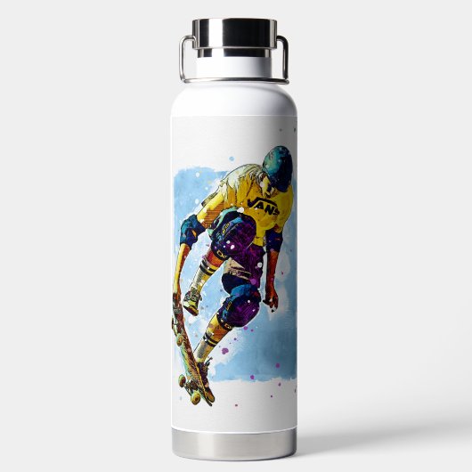 Skateboarder met naam waterfles (Achterkant)