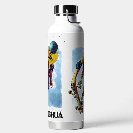 Skateboarder met naam waterfles (Links)