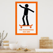 Skateboarder op zijn skateboardaangepast poster (Keuken)