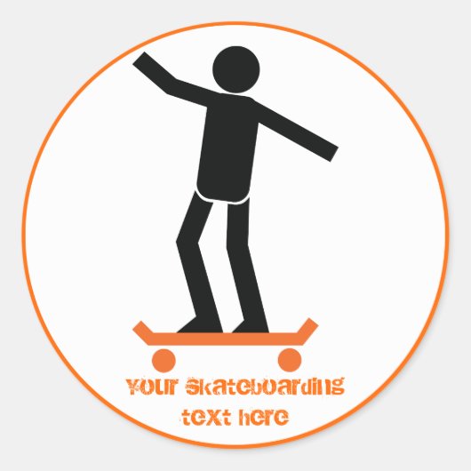 Skateboarder op zijn skateboardaangepast ronde sticker (Voorkant)
