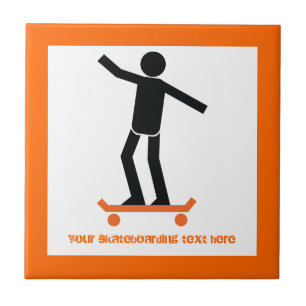 Skateboarder op zijn skateboardaangepast tegeltje