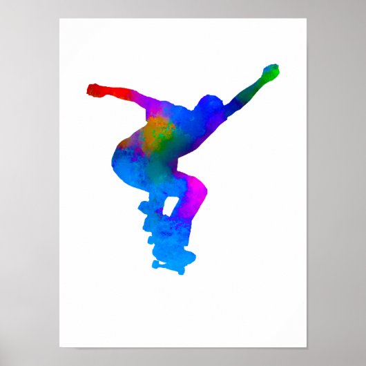 Skateboarder Paint Splash Poster (Voorkant)