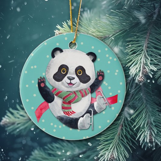 Skateboarder Panda Beer kleinkind Kerstmis Keramisch Ornament