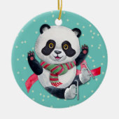 Skateboarder Panda Beer kleinkind Kerstmis Keramisch Ornament (Voorkant)