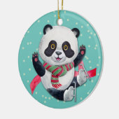 Skateboarder Panda Beer kleinkind Kerstmis Keramisch Ornament (Links)