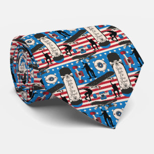 Skateboarder Patriotic USA Skateboarder Stropdas