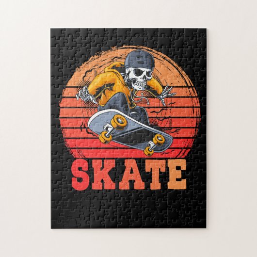 Skateboarder Retro Vintage Skateboarding Legpuzzel (Verticaal)