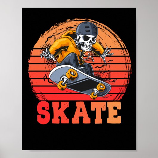 Skateboarder Retro Vintage Skateboarding Poster (Voorkant)