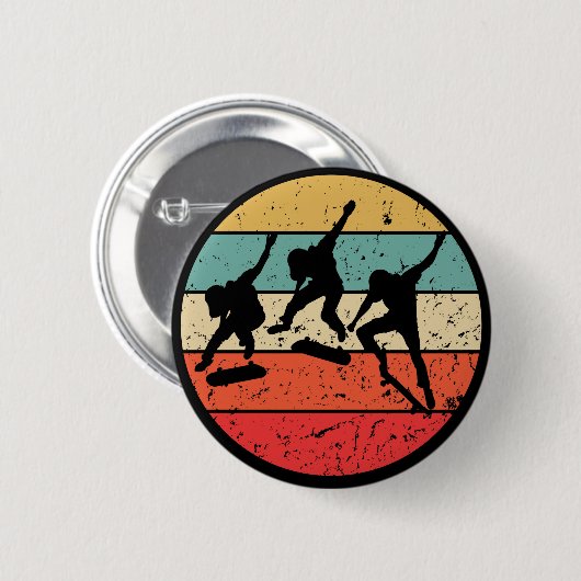 Skateboarder -  retroskateboarder ronde button 5,7 cm (Voorkant /achterkant)