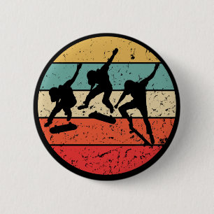 Skateboarder -  retroskateboarder ronde button 5,7 cm