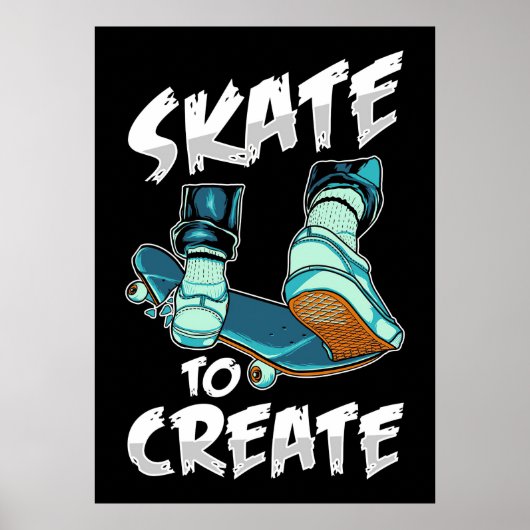 Skateboarder Schaats aan Creëer Poster (Voorkant)