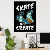 Skateboarder Schaats aan Creëer Poster (Thuiskantoor)