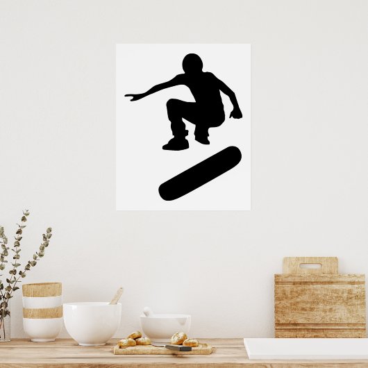 skateboarder silhouet poster (Keuken)