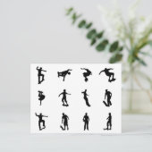 Skateboarder silhouettes briefkaart (Staand voorkant)