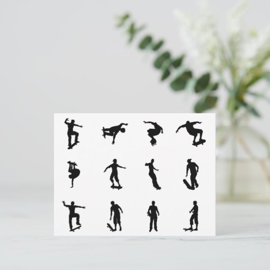 Skateboarder silhouettes briefkaart (Staand voorkant)